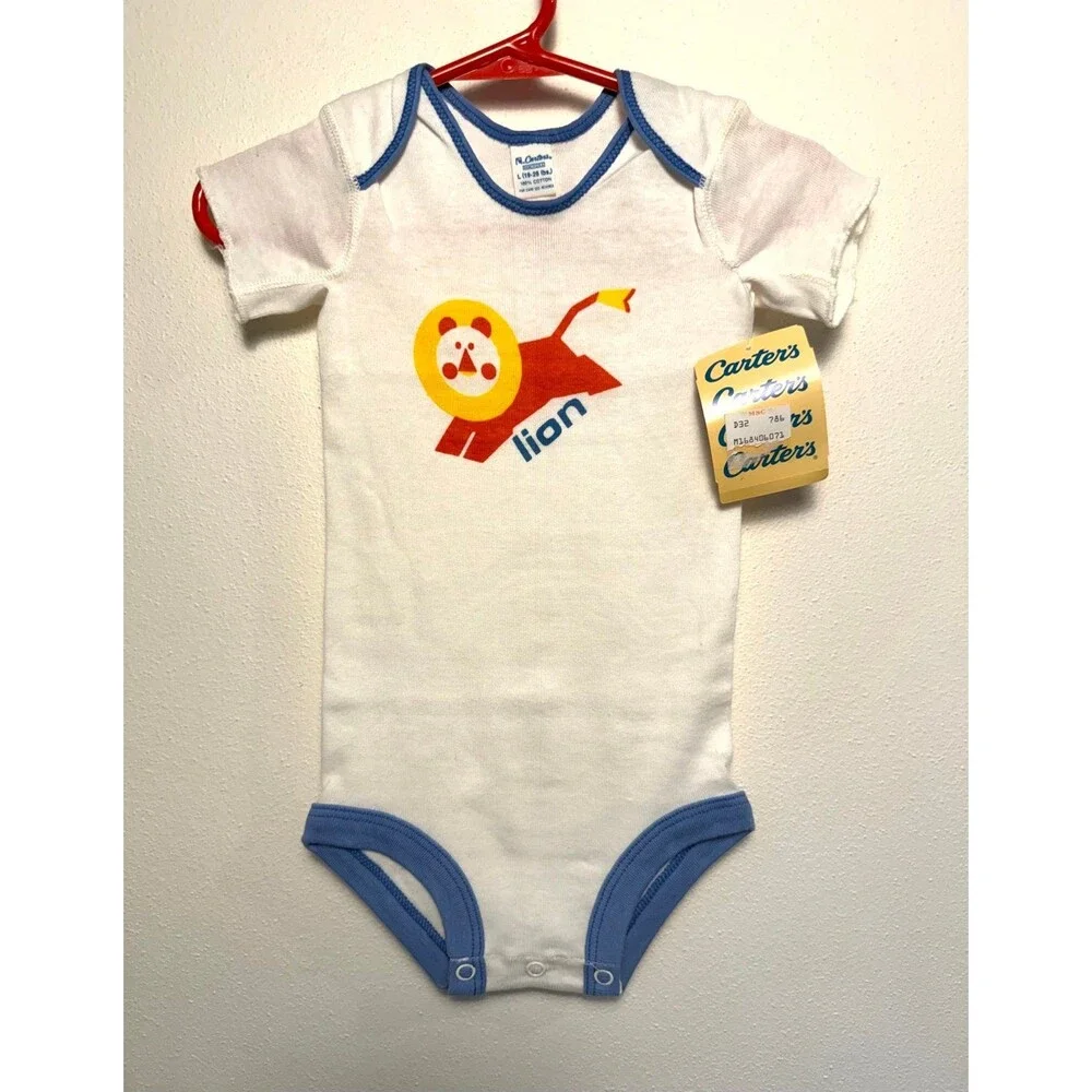 Carter's White Lion Graphic Short Sleeve Baby Onesie